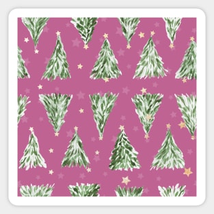 Holiday christmas tree over pink peony background Sticker